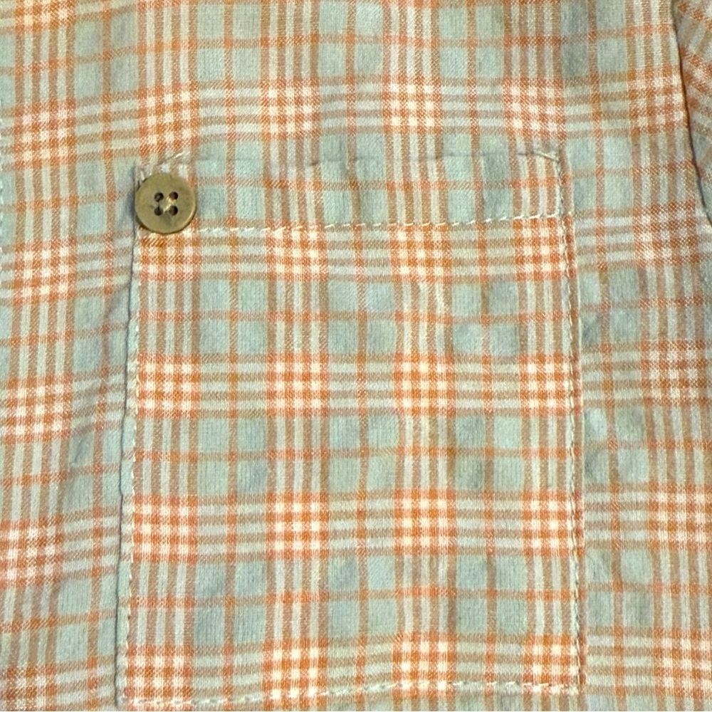 Emma Jean Boys Plaid Button-Down Shirt Orange Gray Size 5 Cotton Blend - Picture 3 of 5